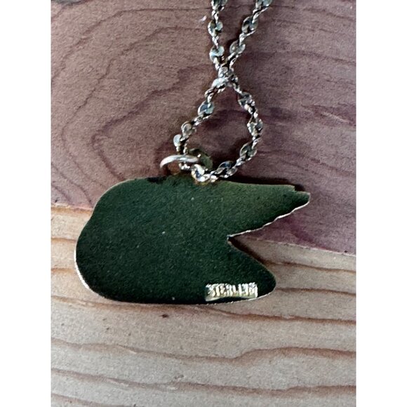 Vintage 14K Gold Plated Sterling Pendant Necklace Wing Design Black Enamel 8G - Picture 6 of 7